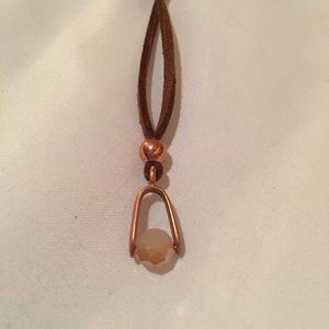 Leather and copper necklace